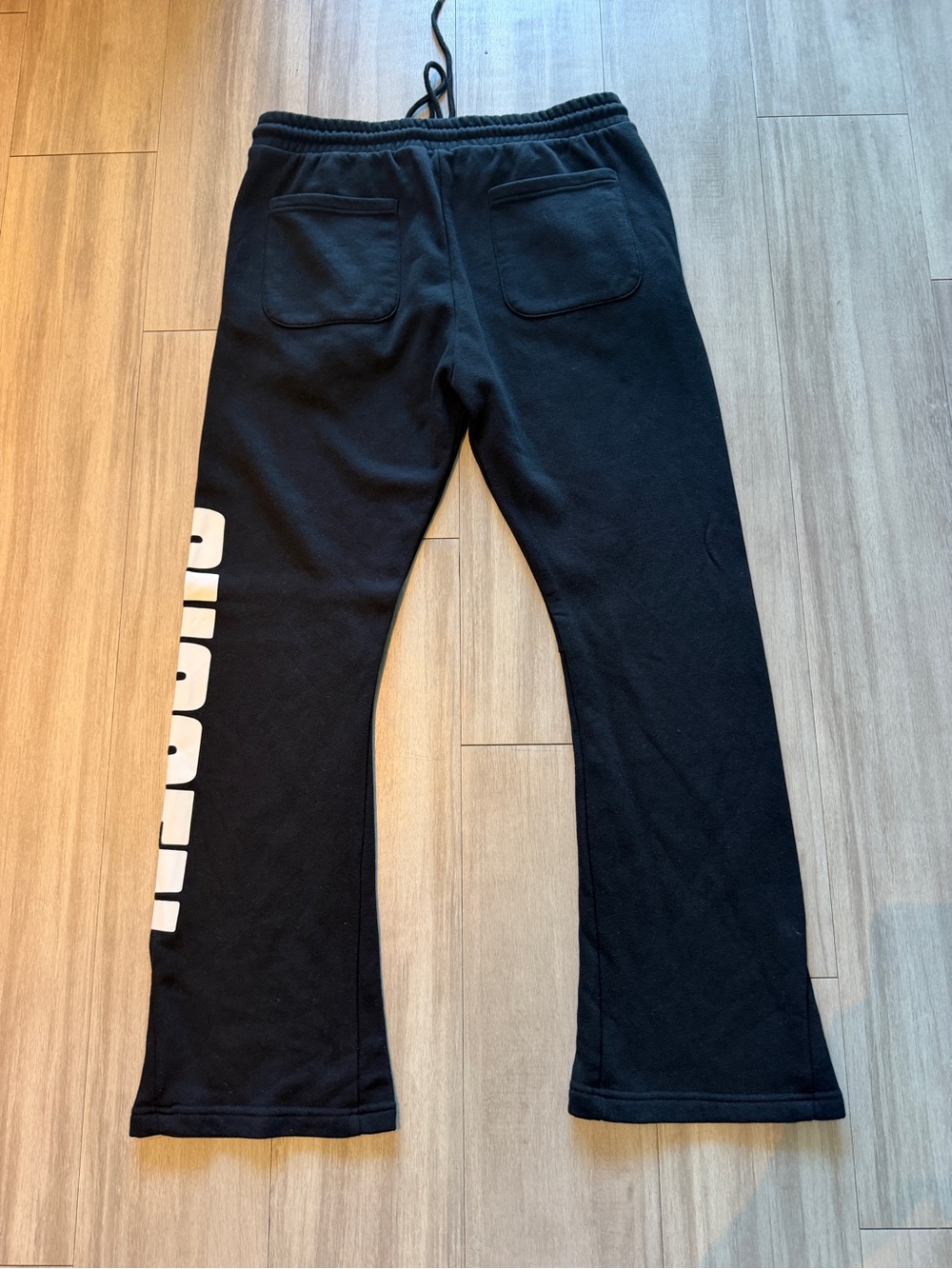 Men's Black Sweat Pants with White Side Logo XL